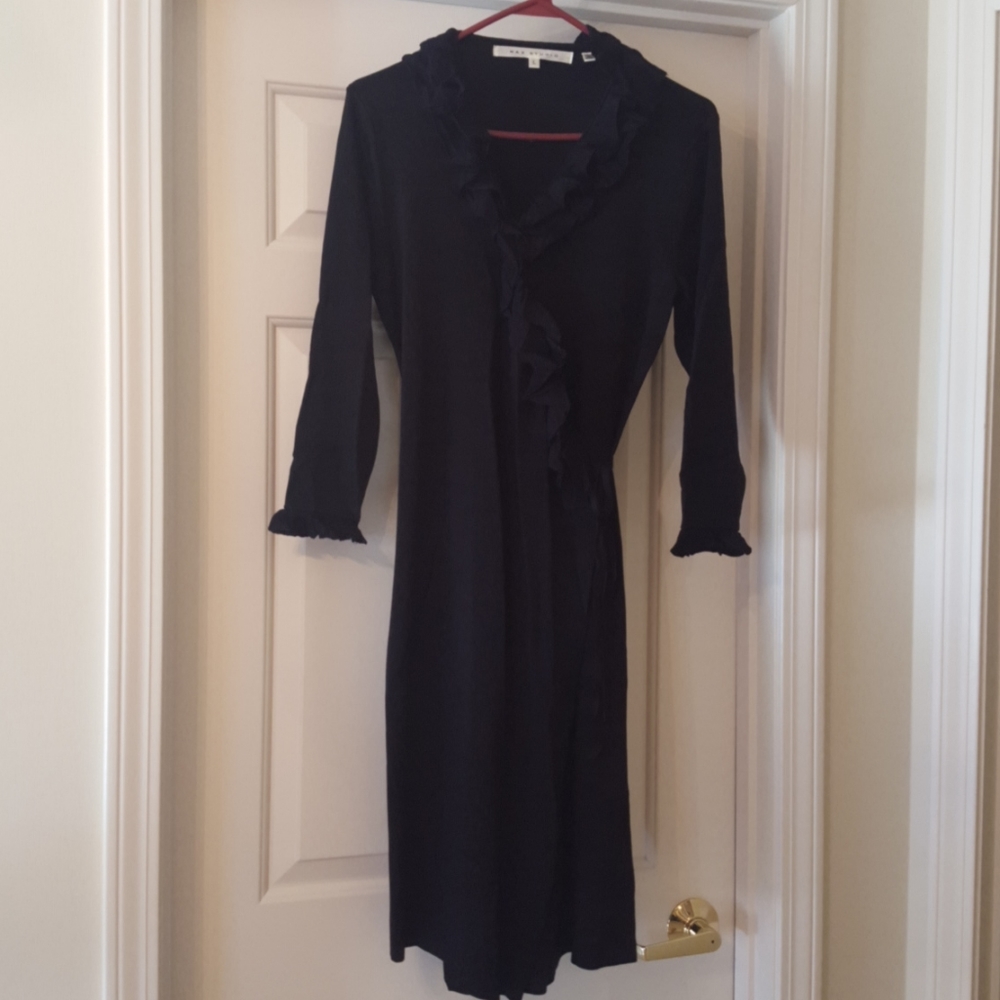 🖤 Max Studio Black ruffled wrap sweater dress L